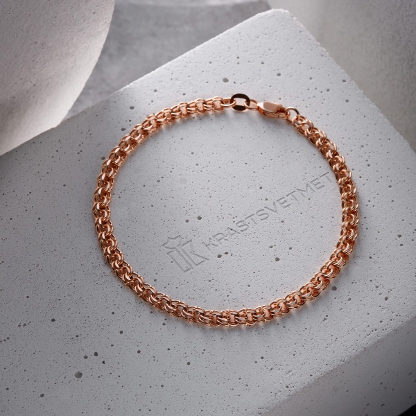 Браслет из красного золота, плетение «Гарибальди»